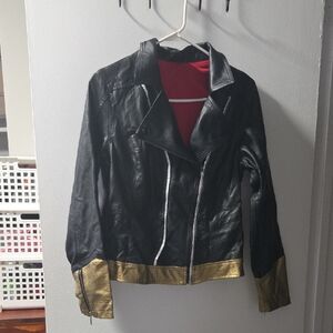Her Universe Black Leather Jacket with Gold Accents